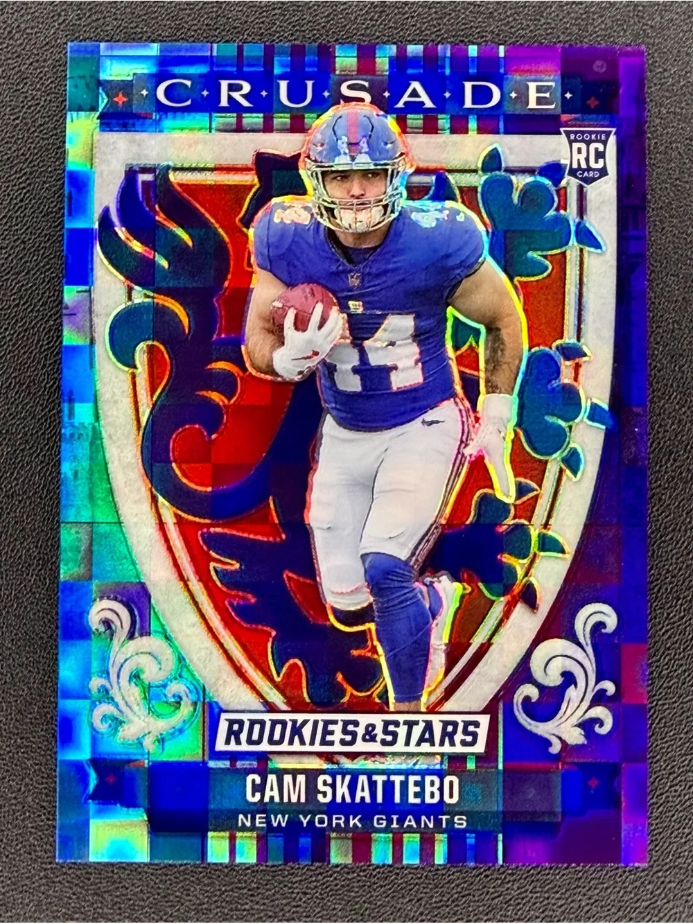 2025 Panini Rookies & Stars Crusade Cam Skattebo #21 BLUE PANDORA RC SSP GIANTS
